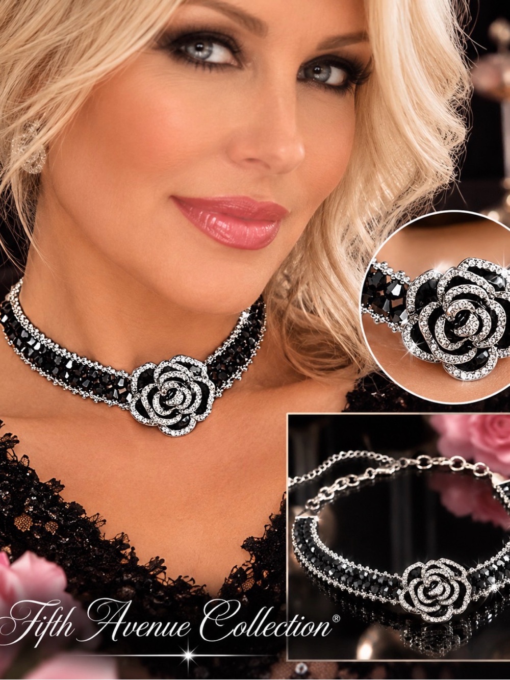 Swarovski Crystal Rose Choker Necklace NWT